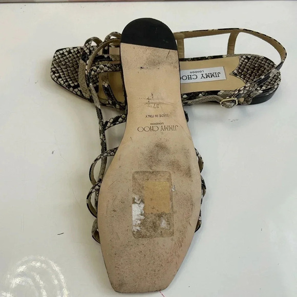 ! Jimmy Choo Arien Flat Snakeskin-Embossed Leather Sandals size 7 - Picture 6 of 9